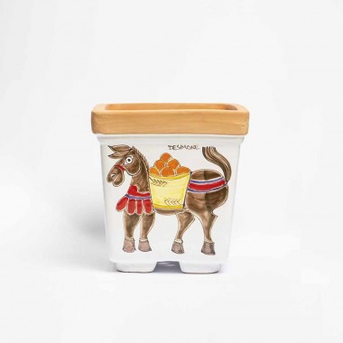 Vaso ceramica siciliana de simone asino Porta Pianta Folk VSPQAS Vaso ceramica siciliana de simone asino Porta Pianta Folk VSPQAS